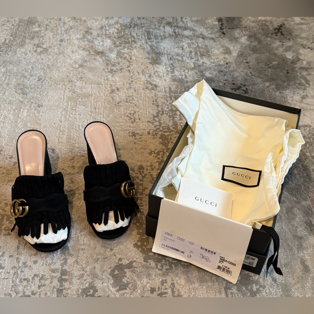 Gucci Kid Scamosciato Slide Sandals size 37.5 - Picture 10 of 10